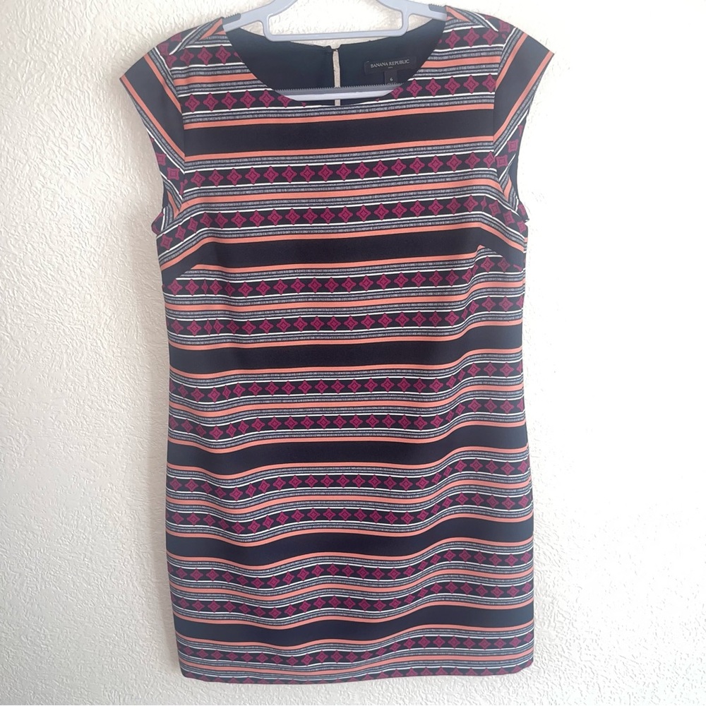 Banana Republic Navy & Magenta Striped Mini Dress Size 6